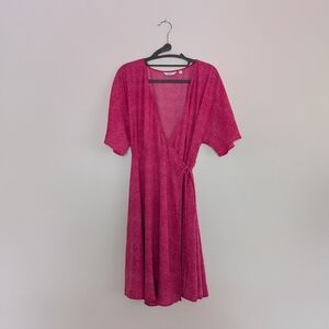 Reitmans Pink Polka Dot Wrap Dres